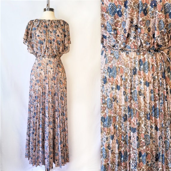 neutral floral maxi dress