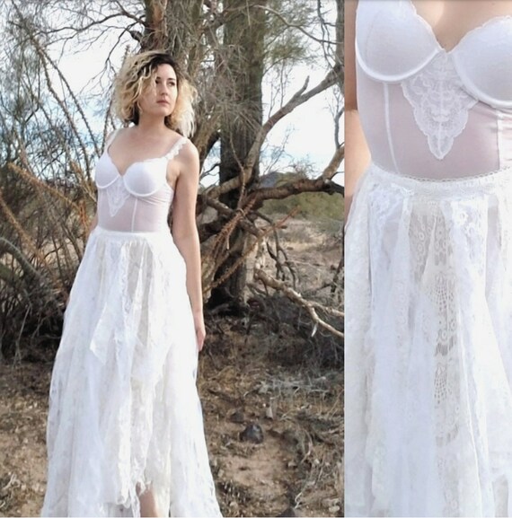 Faerie Dress Up Cycled Bustier With Lace Ivory And White Etsy