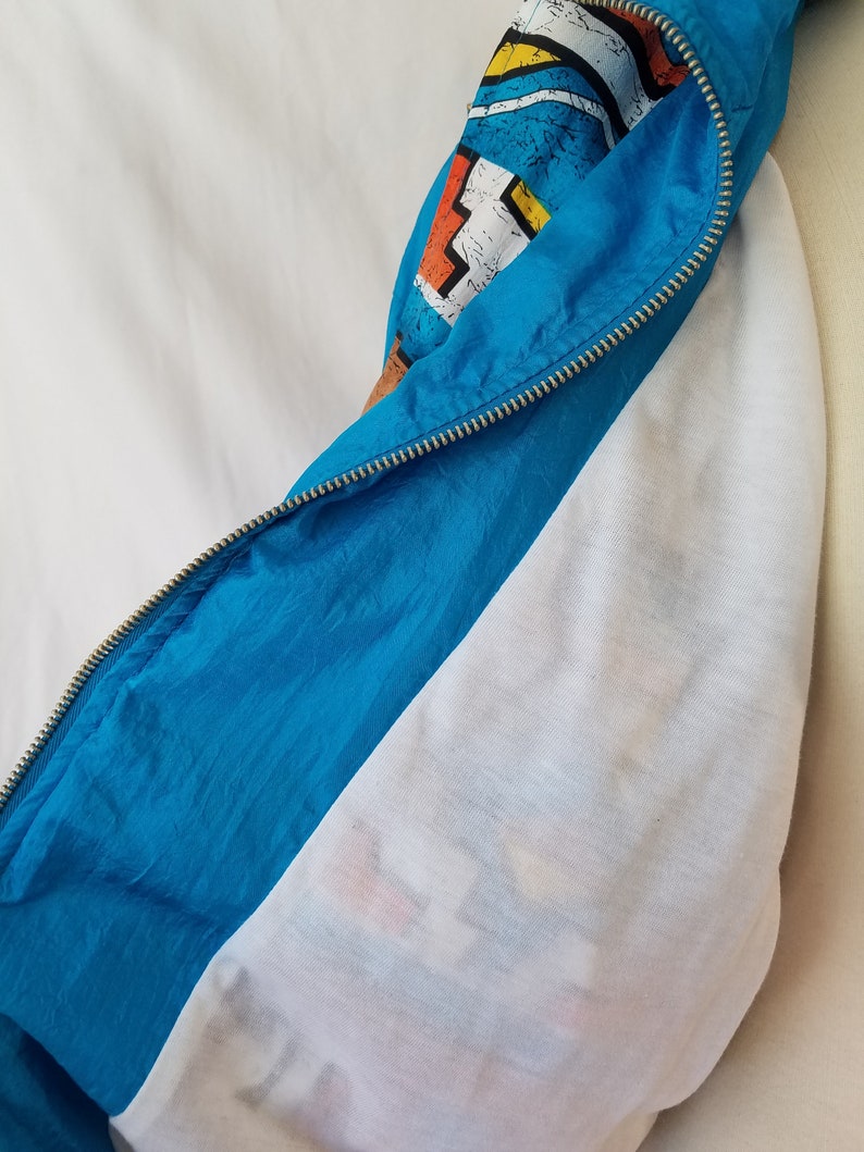 Deadstock petite large Southwest Inspired Windbreaker with tags Turquoise Geometric Track Jacket New Mexico Arizona MediumLarge