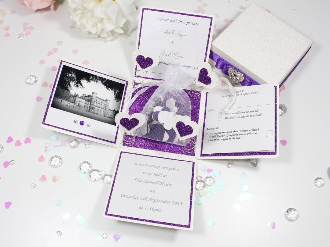 Confetti Exploding Box Wedding Invitation - Etsy UK