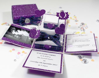 Thistle Scottish Exploding Box Invitation