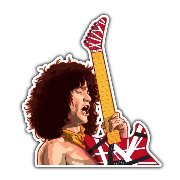 Eddie Van Halen Sticker - Birthday Gift / Classic Rock Stickers / Metal Stickers / Laptop Stickers / Guitar Sticker / Rock Stickers
