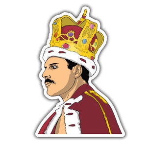 Freddie Mercury Sticker - 80s Sticker / Classic Rock Sticker / Queen Sticker / Birthday Gift / Rock Stickers / Laptop Sticker / Crown