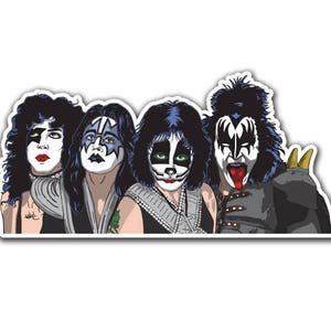 Pegatina de Kiss - Regalo de cumpleaños / Pegatina de Gene Simmons / Pegatina de rock clásico / Pegatina de metal / Regalo de la banda Kiss / Pegatinas para portátil