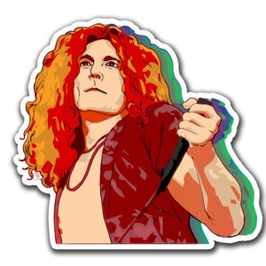 Adesivo Robert Plant - Presente Led Zeppelin / Adesivo Led Zeppelin / Adesivos de rock clássico / Adesivos de metal / Presente de aniversário / Adesivos para laptop