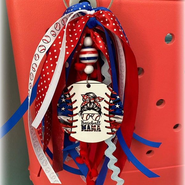 Mini funfetti Bogg bag tassel-keychain-ribbon tassel- beach bag decorations- Bogg bag charm -baseball mom