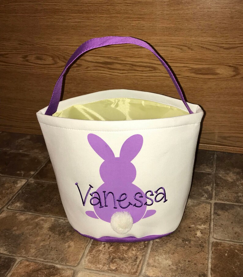 Personalized Easter Basketbunny Tailbucketeaster Etsy