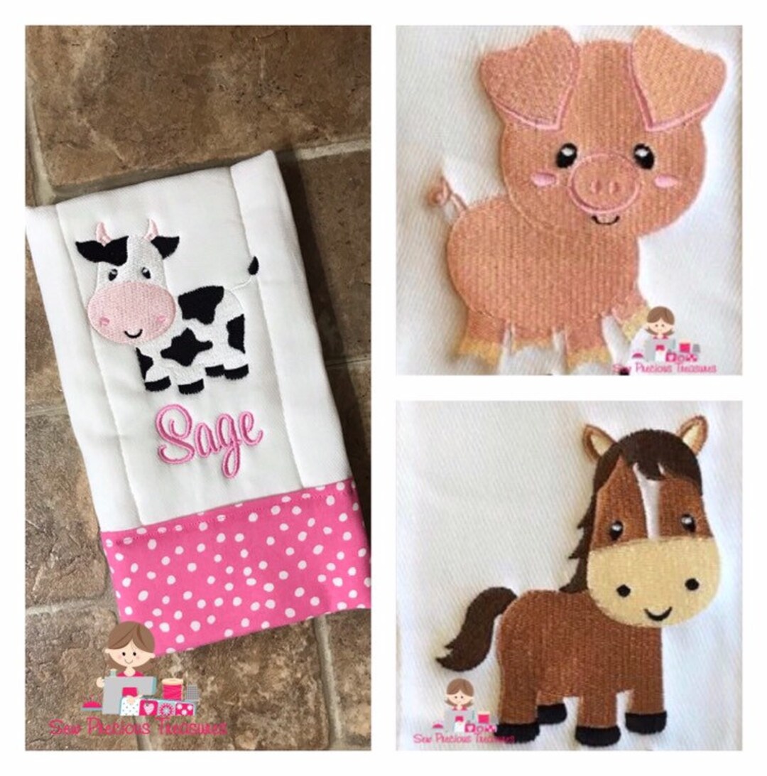 Farm Animal Burp Cloths/barn Animal Burp Clothes/cow/horse/pig/baby