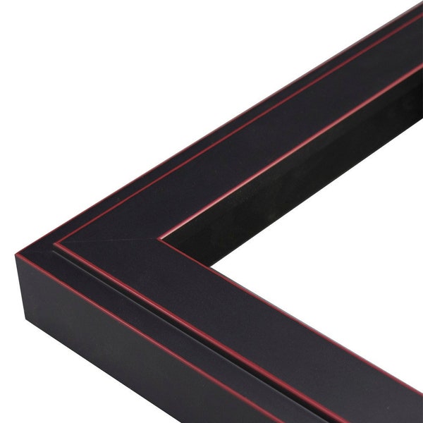 Matte Black w/ Red Pinstripes 1 5/16" Picture Frame. 4x6,5x7,6x8,8x10,9x12,11x14,12x16,14x18,16x20,18x24