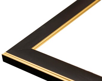 Matte Black with Gold Lines 1 3/8" Picture Frame. 4x6,5x7,6x8,8x10,9x12,11x14,12x16,14x18,16x20,18x24