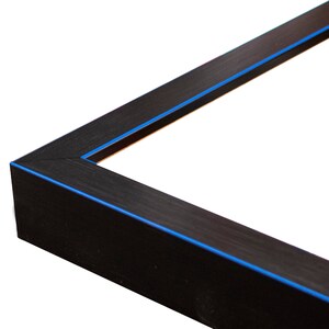 Textured Glossy Black w/Blue Lines 3/4" Picture Frame. 4x6,5x7,6x8,8x10,9x12,11x14,12x16,14x18,16x20,18x24