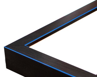 Textured Glossy Black w/Blue Lines 3/4" Picture Frame. 4x6,5x7,6x8,8x10,9x12,11x14,12x16,14x18,16x20,18x24