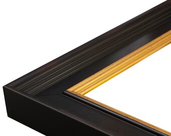 Academie Black Gold 2 1/8" Picture Frame. 4x6,5x7,6x8,8x10,9x12,11x14,12x16,14x18,16x20,18x24