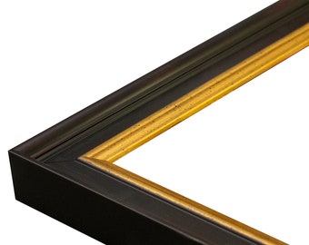 Academie Black Gold 1 1/4" Picture Frame. 4x6,5x7,6x8,8x10,9x12,11x14,12x16,14x18,16x20,18x24