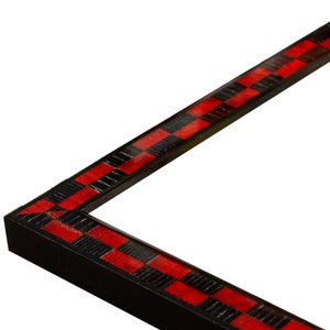 Gloss Red Black Checkerboard 3/4 Picture Frame. Marquetry 4x6,5x7,6x8,8x10,9x12,11x14,12x16,14x18,16x20 image 1