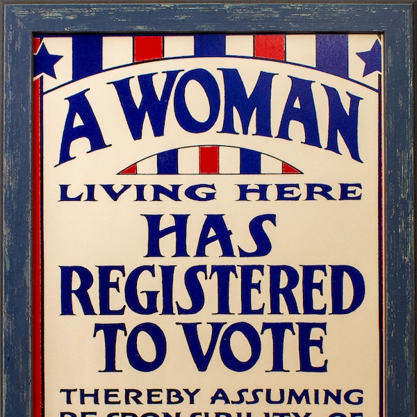 Framed 1920 Women's Suffrage Poster Reproduction Print 11x17. Suffragette
