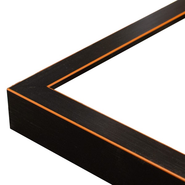 Textured Glossy Black with Orange Lines 3/4" Picture Frame. 4x6,5x7,6x8,8x10,9x12,11x14,12x16,14x18,16x20,18x24