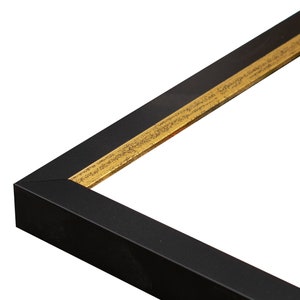 Soho Matte Black w/Worn Gold Angled Lip 7/8 Picture Frame. 4x6,5x7,6x8,8x10,9x12,11x14,12x16,14x18,16x20,18x24 image 1