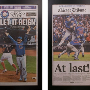 Two Framed Chicago Tribune Cubs World Series 2016  Newspaper