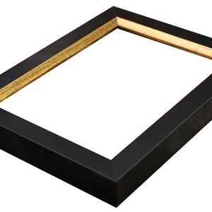 Soho Matte Black w/Worn Gold Angled Lip 7/8 Picture Frame. 4x6,5x7,6x8,8x10,9x12,11x14,12x16,14x18,16x20,18x24 image 4