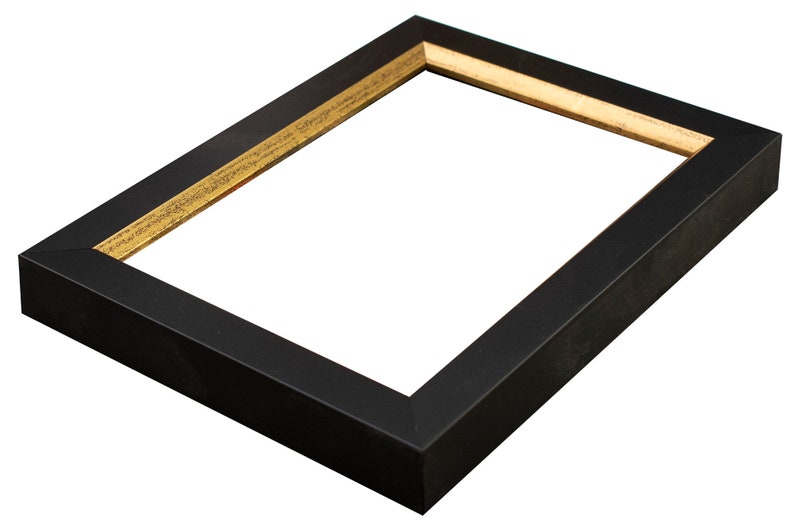 Soho Matte Black w/Worn Gold Angled Lip 7/8 Picture Frame. 4x6,5x7,6x8,8x10,9x12,11x14,12x16,14x18,16x20,18x24 image 4