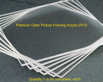 Premium Clear Picture Framing Acrylic Sheet. .118" (1/8") (3mm) Glass Replacement. Plexiglas