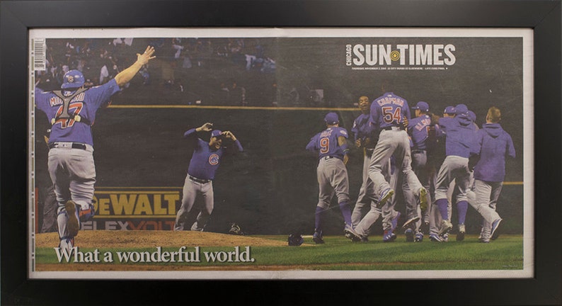 Framed Chicago Sun Times Cubs World Series 2018 Newspaper Image 0