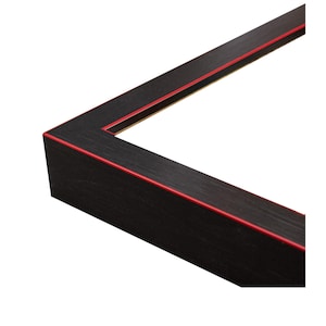 Textured Glossy Black with Red Pinstripes 3/4" Picture Frame. 4x6,5x7,6x8,8x10,9x12,11x14,12x16,14x18,16x20,18x24