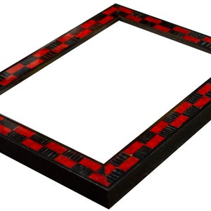 Gloss Red Black Checkerboard 3/4 Picture Frame. Marquetry 4x6,5x7,6x8,8x10,9x12,11x14,12x16,14x18,16x20 image 4