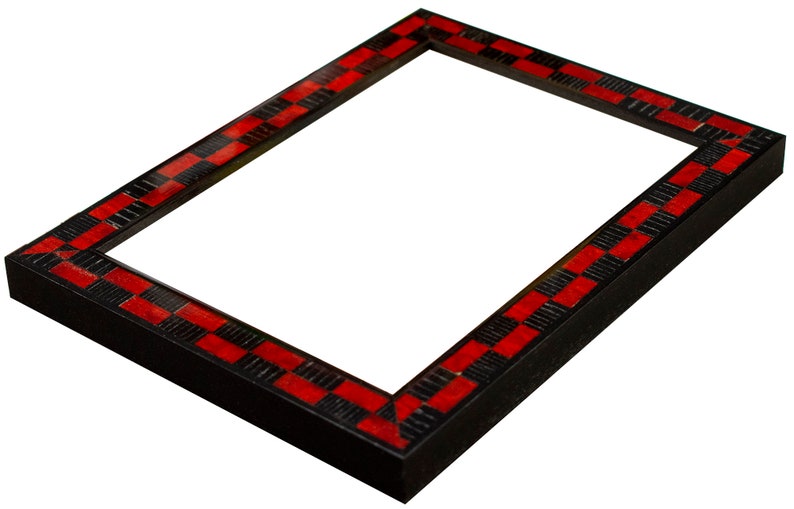 Gloss Red Black Checkerboard 3/4 Picture Frame. Marquetry 4x6,5x7,6x8,8x10,9x12,11x14,12x16,14x18,16x20 image 4