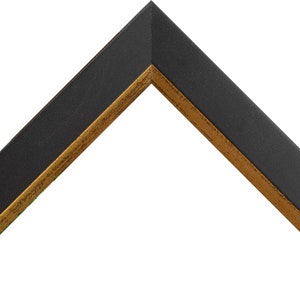 Soho Matte Black w/Worn Gold Angled Lip 7/8 Picture Frame. 4x6,5x7,6x8,8x10,9x12,11x14,12x16,14x18,16x20,18x24 image 3