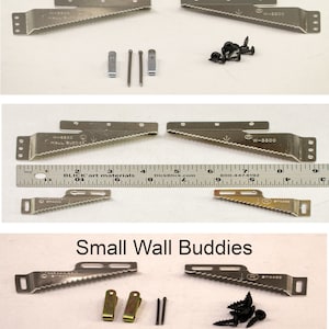 WallBuddies Wall Buddies Wood Picture Hangers. Small (up to 30 lbs) and Large (up to 80 lbs) Self Leveling. 1 to 10 Sets