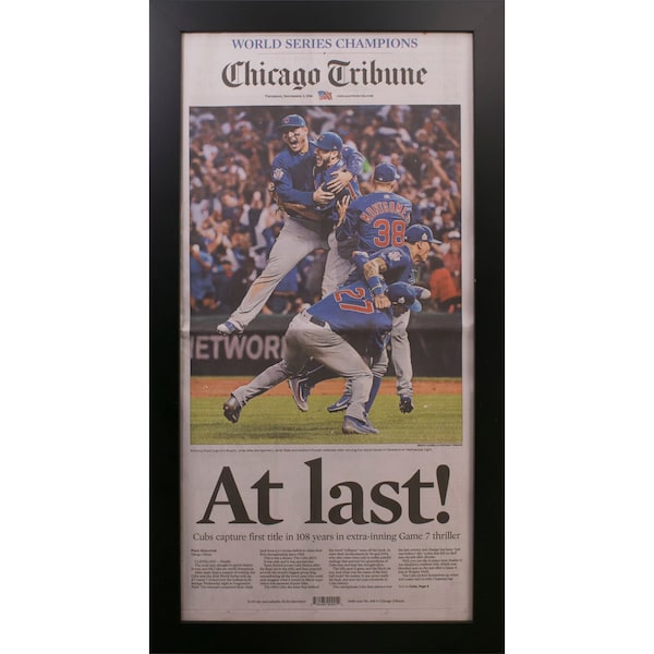 Framed Chicago Tribune Cubs World Series 2016  Newspaper
