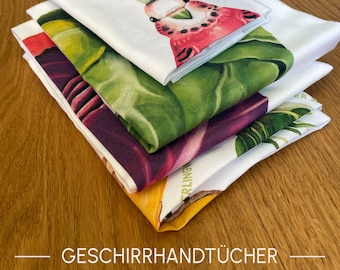 Gemüsevögel-Geschirrhandtuch aus Bio-Baumwolle, 50x70cm