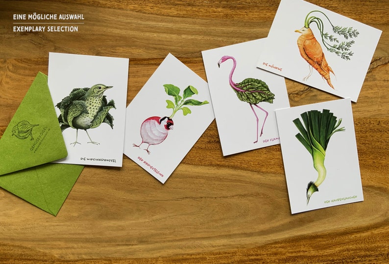 Gemüsevögel-Postkartenset Bild 6
