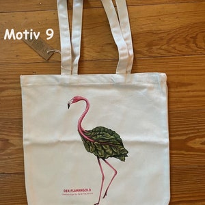 Gemüsevögel Tragetasche, Jutebeutel, Tote Bag, Einkaufstasche, Bio Baumwolle 9 - Flamangold