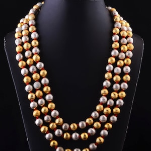 Beautiful Handmade Round Dholki Beaded Necklace, Dholki Layer Necklace, Indian Necklace, Two Tone Necklace, Women Dholki Jewelry, Adjustable