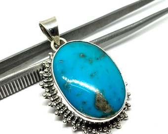 Antique Natural Turquoise 925 Silver Pendant, Blue Turquoise Pendant, 925 Fine Silver Pendant, Antique Turquoise Pendant, Turquoise Jewelry