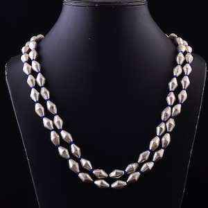 Ethnic Handmade Dholki Beaded Necklace, Silver Dholki Necklace, Dholki Mala Necklace, Statement Necklace, Dholki Jewelry, Wedding Gift, Adj