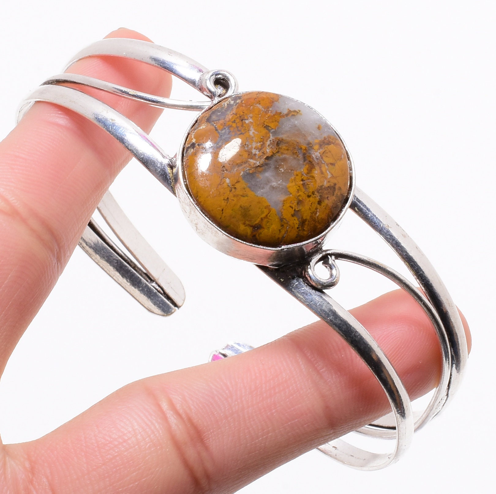 Moss Agate Gemstone Silver Plated Handmade Adjustable | Etsy