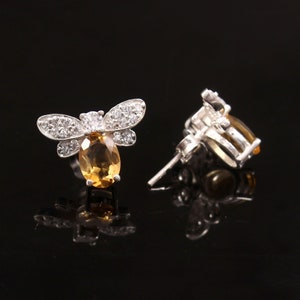Genuine 100% Natural Citrine Gemstone 925 Sterling Silver Stud, Citrine Silver Earring, Women Silver Stud Earring, Personalized Gifts,