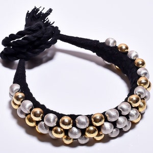 Ethnic Women Handmade Dholki Beaded Choker Necklace, Statement Necklace, Dholki Choker Necklace, Necklace for Her, Birthday Gift, 15 inc Adj