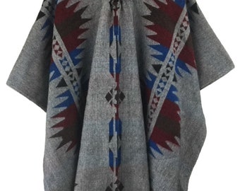 Poncho with Hood | Soft and Comfortable Wool - Lightweight | Native Design | Made by Indigenous Hands