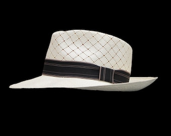 Genuine Vented Panama Hat from Montecristi "Fedora - Rombo" - Highest quality hat of toquilla straw | Handmade Sun hat | For men and women