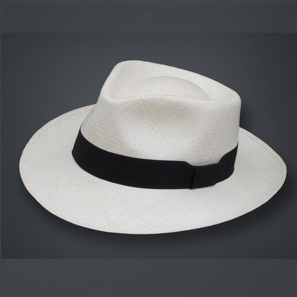 Original Panamahut aus Montecristi, Ecuador Fedora Fino regular - Höchste Qualität | Feiner Panamahut | handgeflochten | Strohhut Sonnenhut