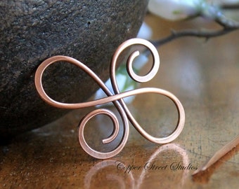Copper or Silver Very Small Hair Clip for Women, Handmade Swirl Hair Barrette