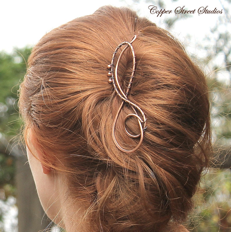 Copper Hair Pin French Twist Hair Pin Infinity Design In Etsy