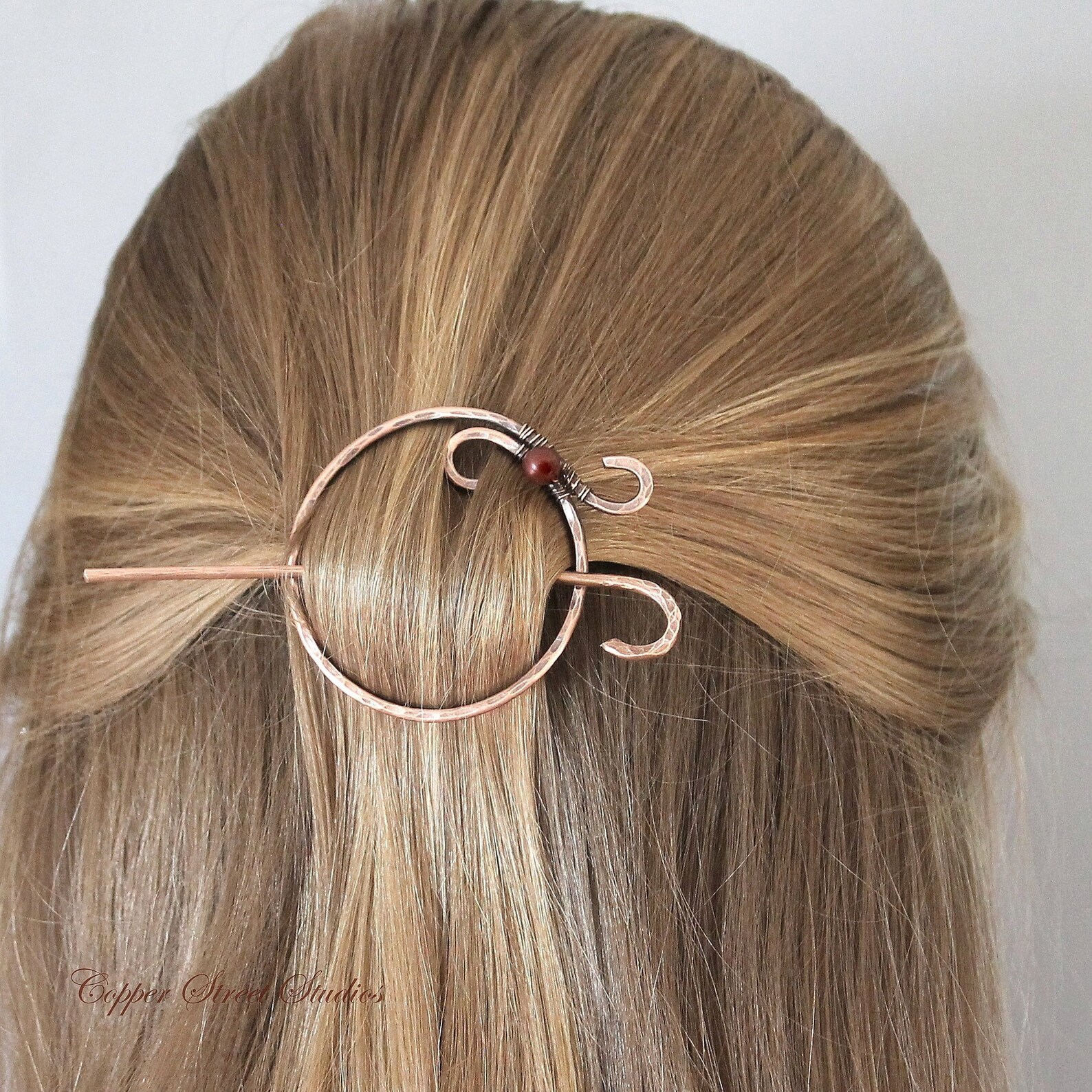 Circle Hair Clip Copper Pearl Hair Barrette Blue Red Bronze Etsy