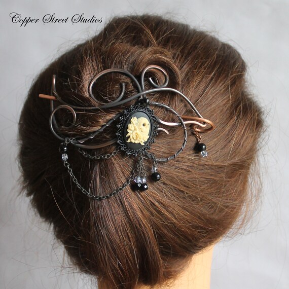 Victorian Goth Hair Accessory Copper Hair Clip With Gothic Etsy