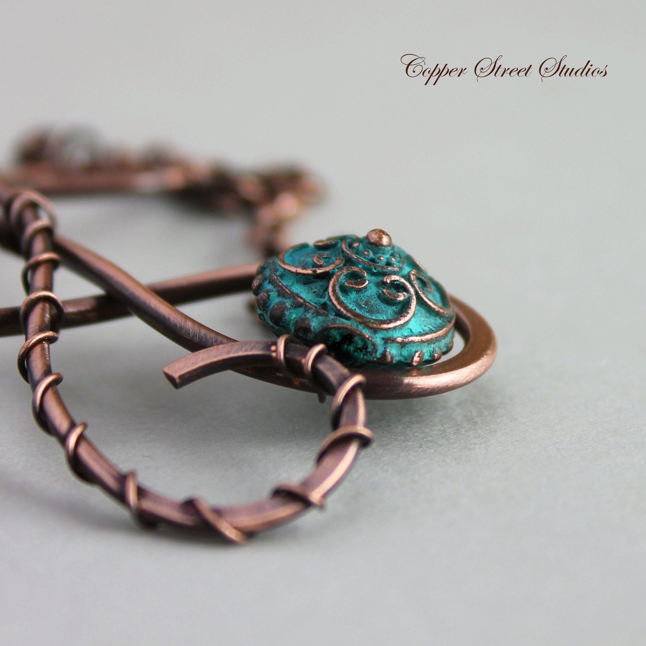 Medieval Hair Clip Handmade With Green Patina Etched Metal Etsy